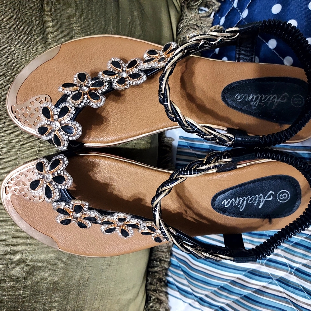 Chic Black and Tan Sandals